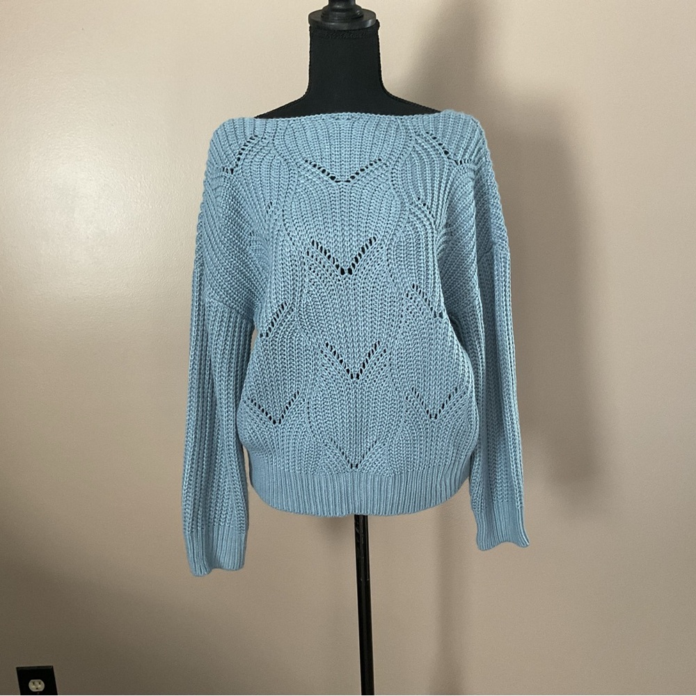 Amazon Light Blue Knit Crew Neck Sweater